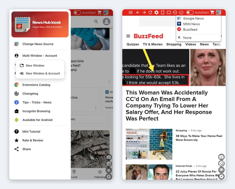 News Hub Kiosk: Multi Window - Account