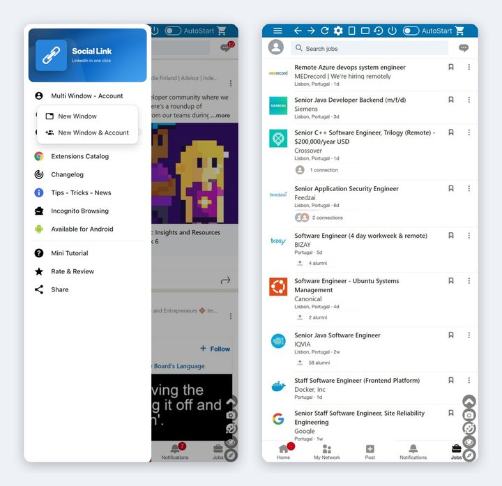 Social Link for LinkedIn: Multi Window - Account
