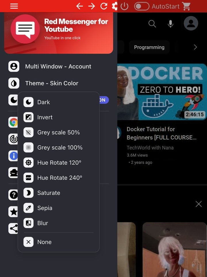 Red Messenger for YouTube: Theme - Skin Color and Dark Mode