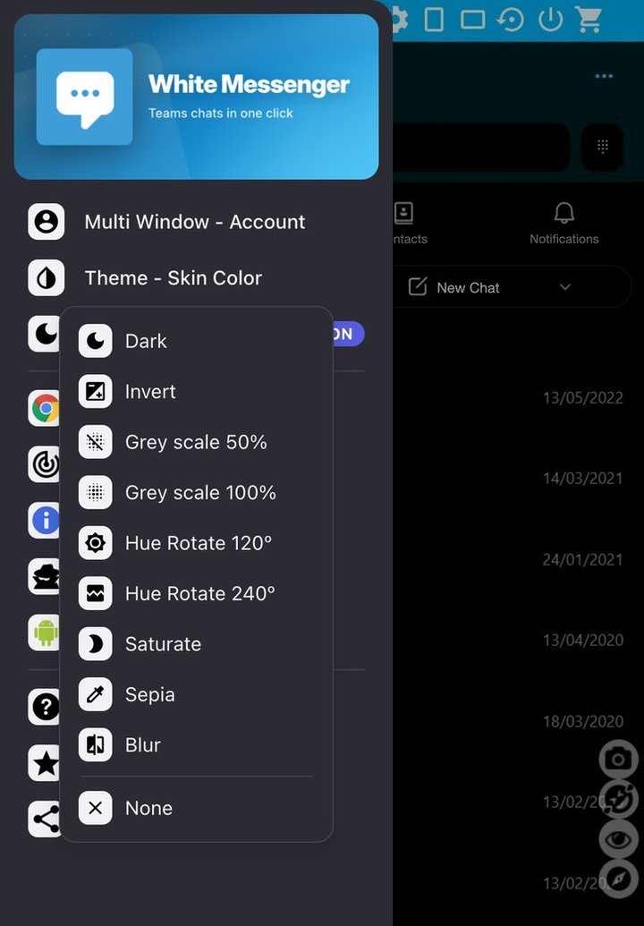 White Messenger for Teams: Theme - Skin Color and Dark Mode