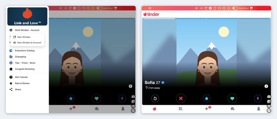 Link and Love - Tinder: Multi Window - Account