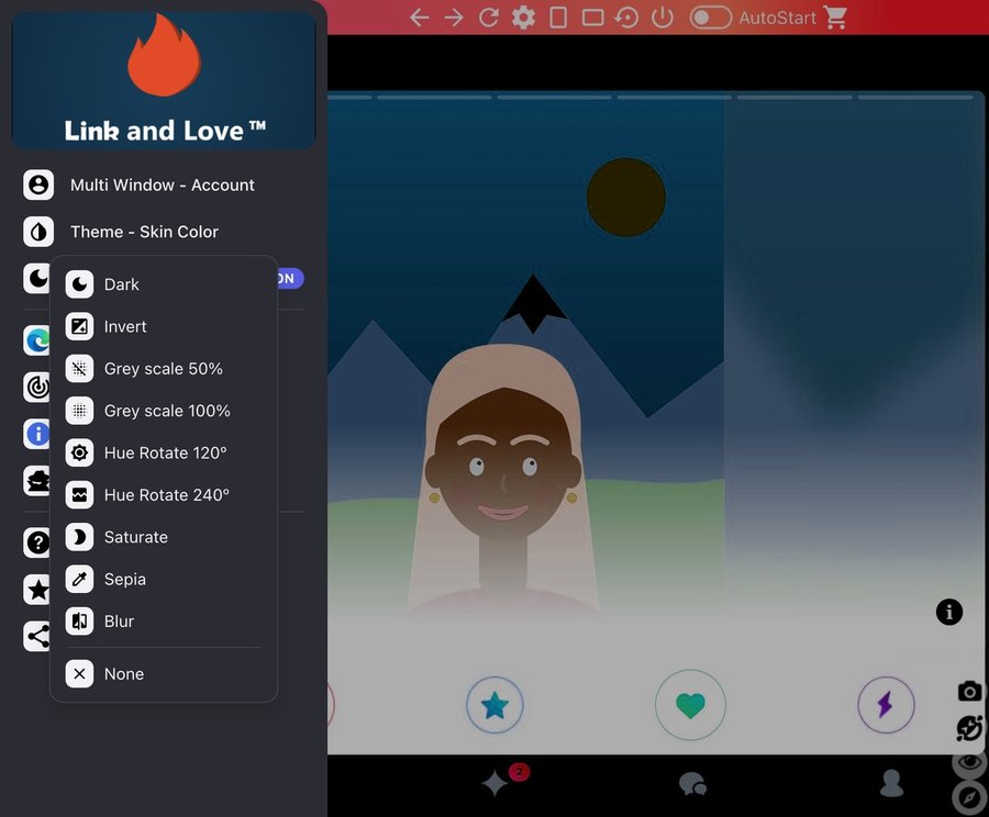 Link and Love - Tinder: Theme - Skin Color and Dark Mode
